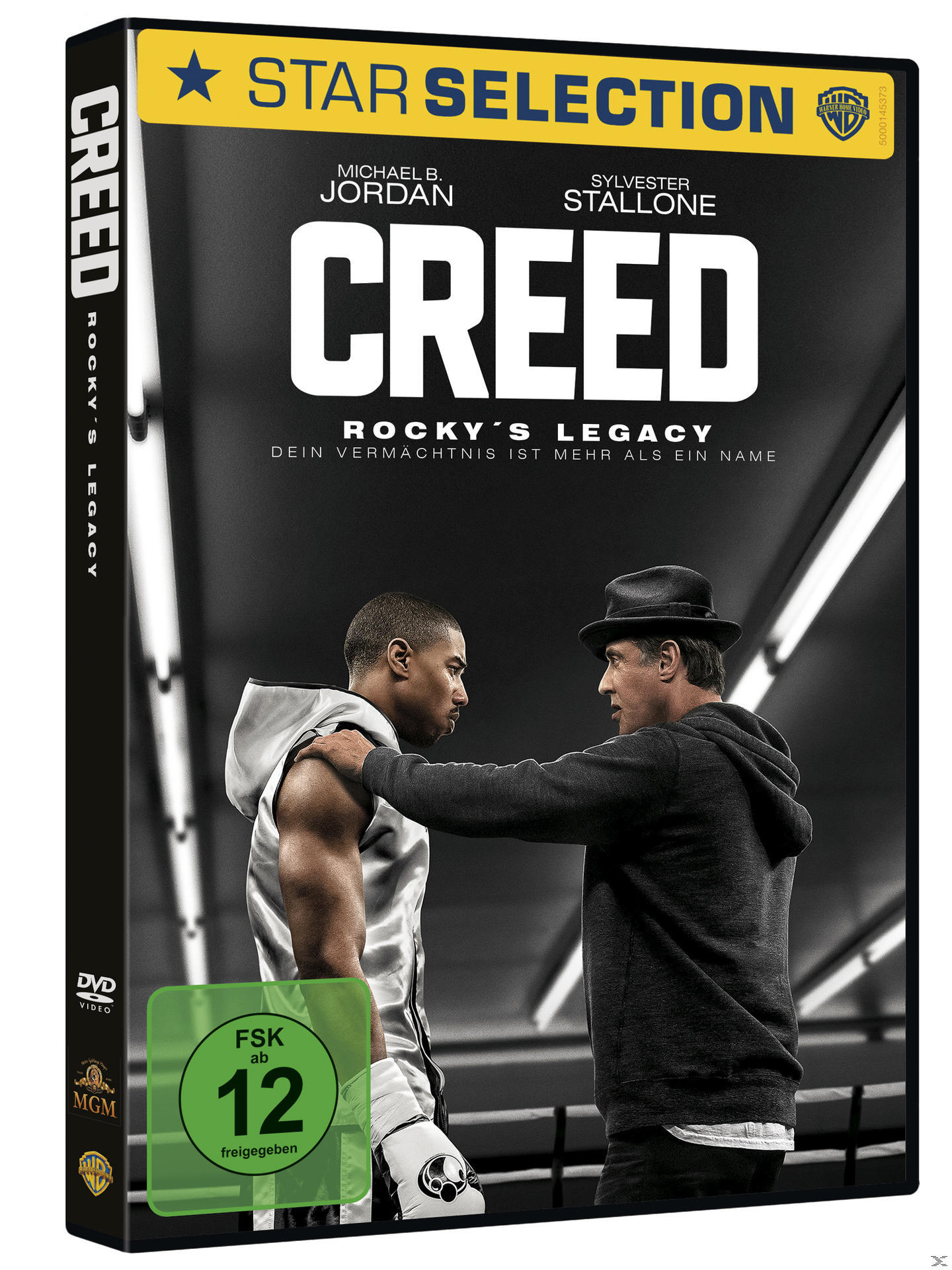 Filmcover mit zwei Männern, die sich gegenüberstehen. Schwarz-Weiß-Hintergrund. Beide Männer tragen Boxkleidung.
