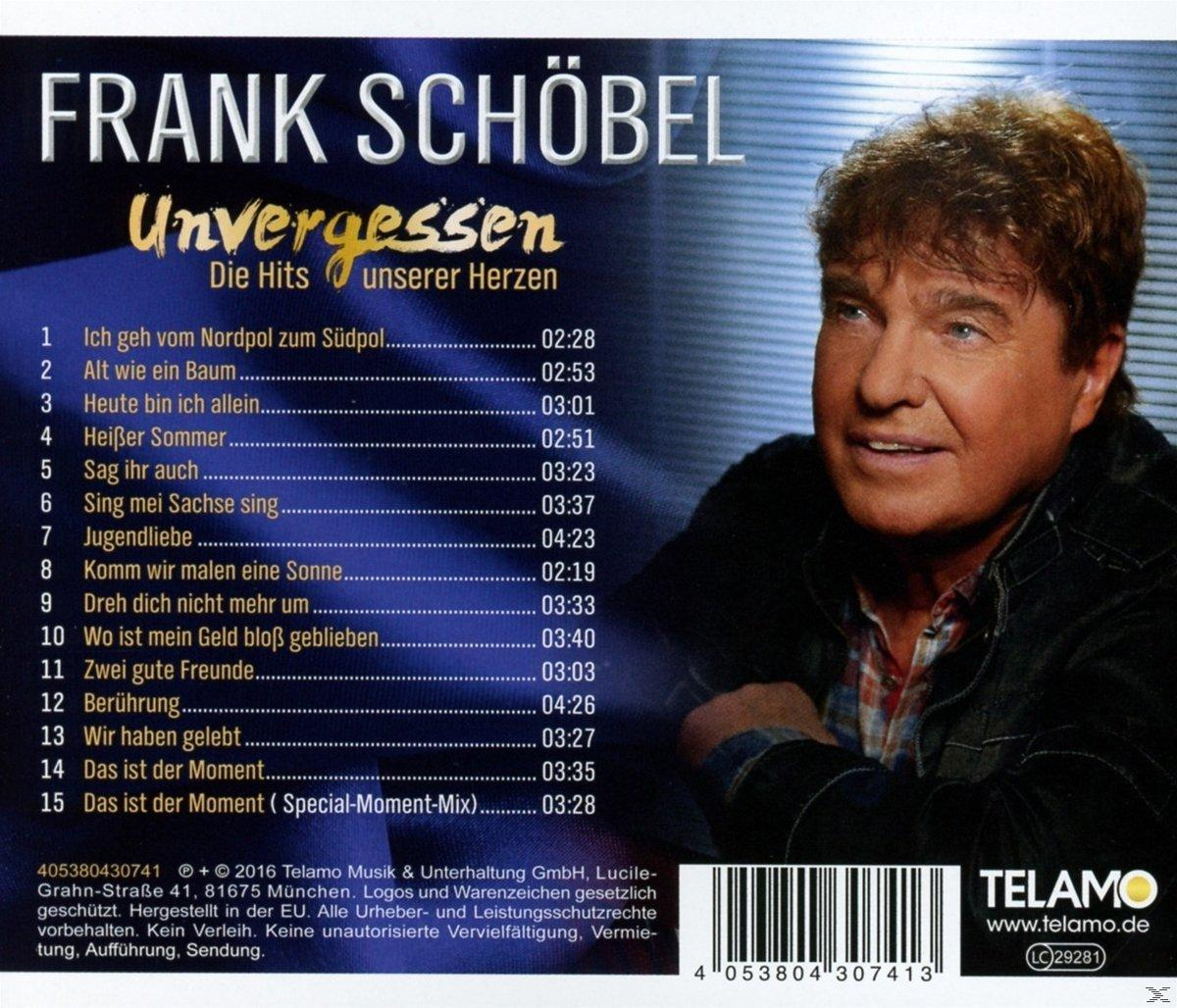 Album-Rückseite mit Porträt von Frank Schöbel, Titelliste und Text "Unvergessen". Das Label ist Telamo.