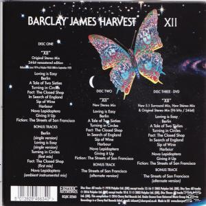 Albumcover mit Schmetterling und Text, der die Tracks von Barclay James Harvest auflistet.
