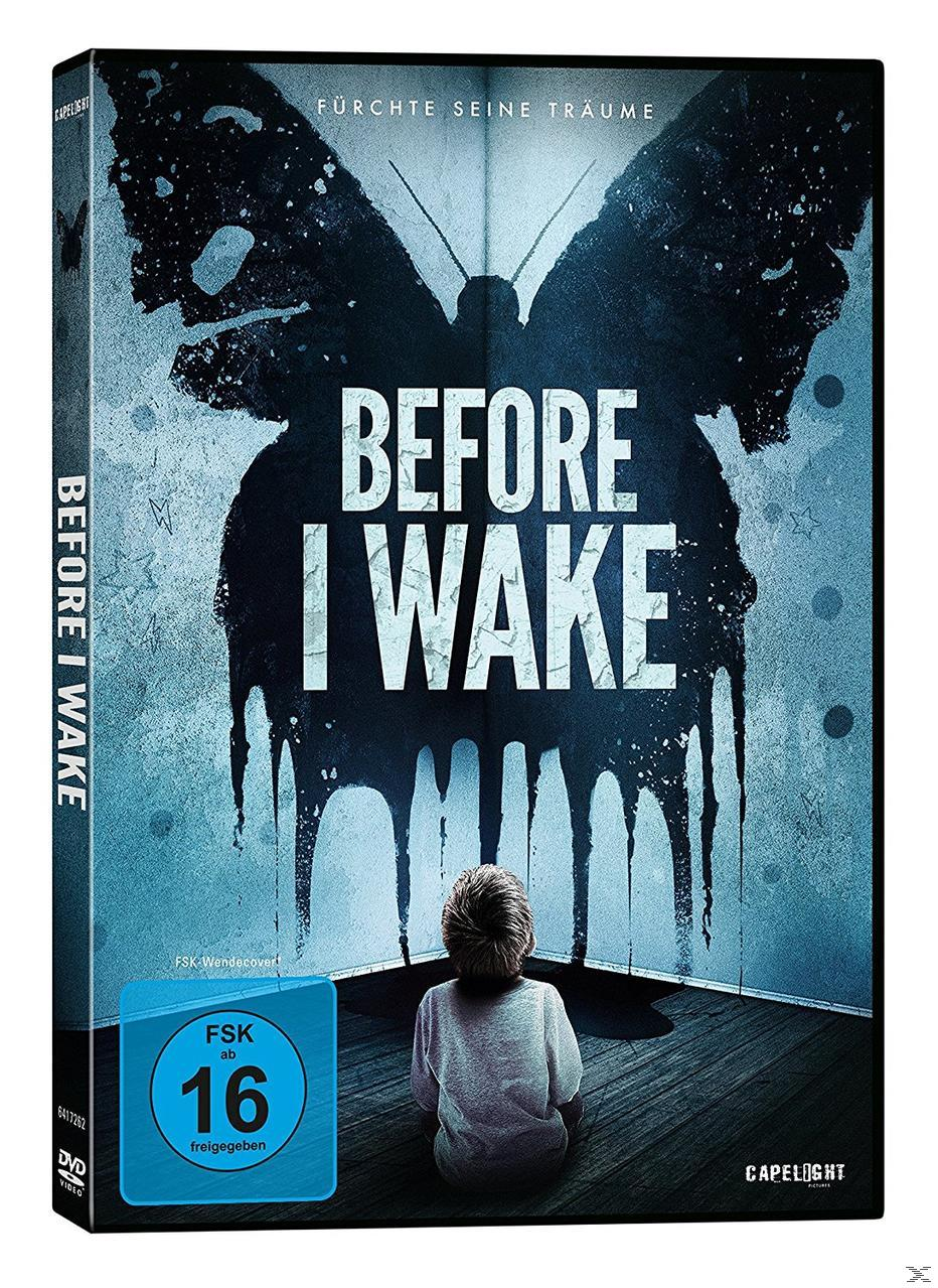 DVD-Cover von 'Before I Wake' mit einem Kind, das einen schattenförmigen Schmetterling betrachtet.