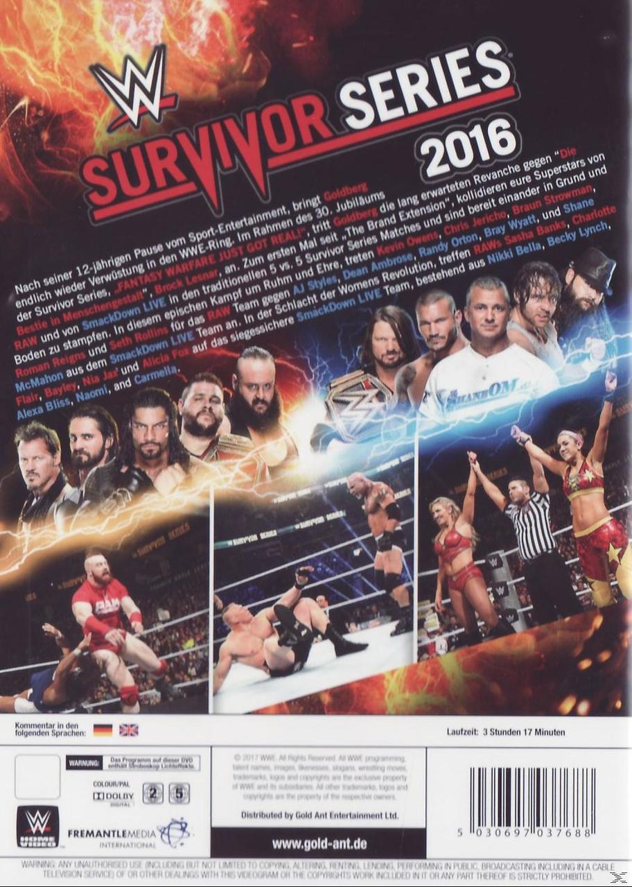 WWE Survivor Series 2016 DVD-Cover mit Bildern von Wrestlern.