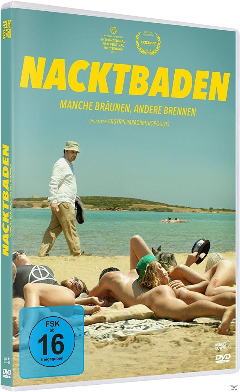 Filmcover, das nackte Menschen beim Sonnenbaden am Strand zeigt. Ein Mann in Kleidung geht vorbei.