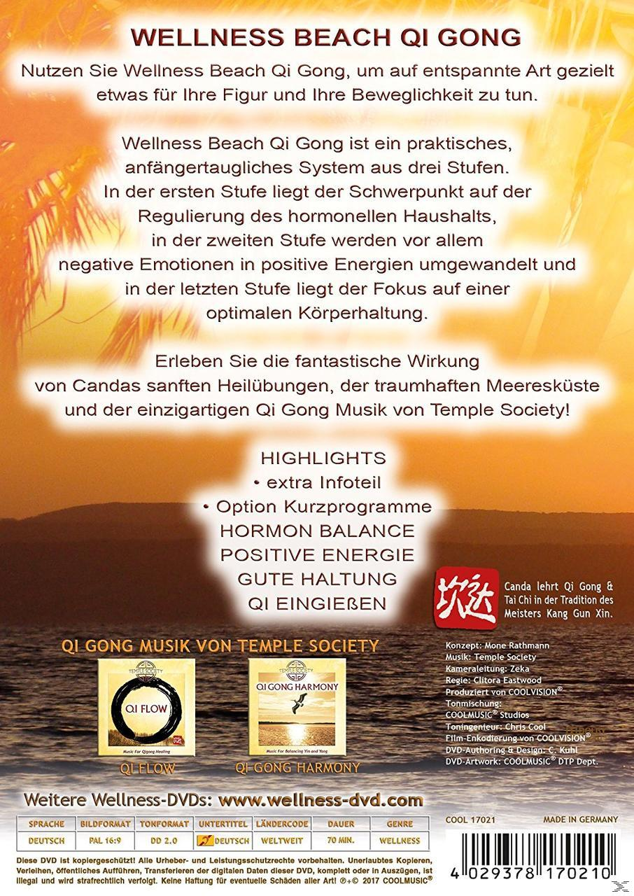 Rückseite einer DVD-Hülle. Text auf Deutsch über Qi Gong. Highlights sind Hormonhaushalt und positive Energie.
