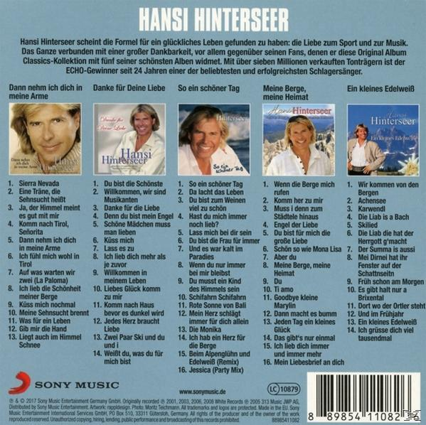 CD-Cover mit Hansi Hinterseer mit mehreren kleinen Bildern, Text unten.