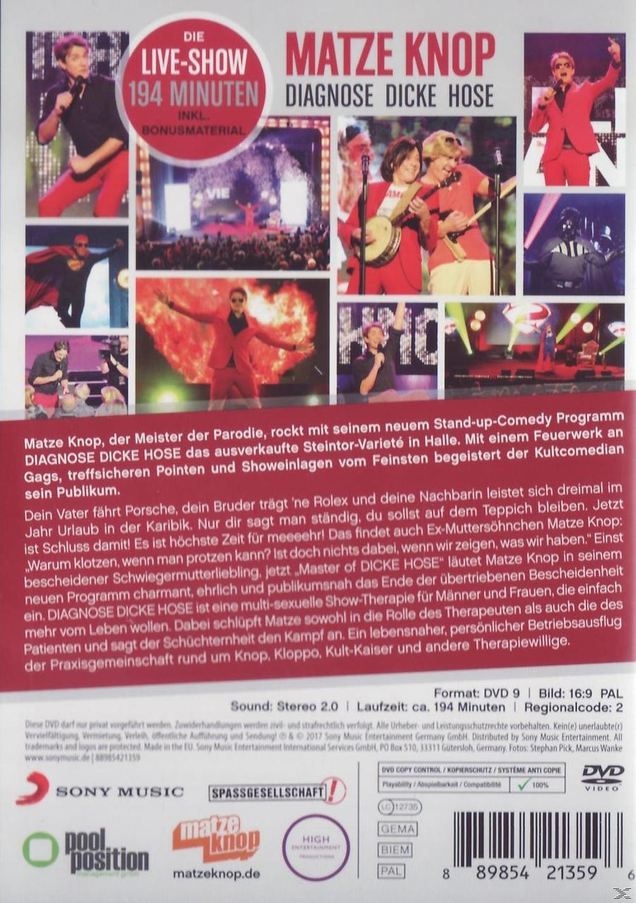 DVD-Cover. Bild zeigt Szenen aus der 'Matze Knop' Live-Show. Verschiedene Personen auf Bühne.