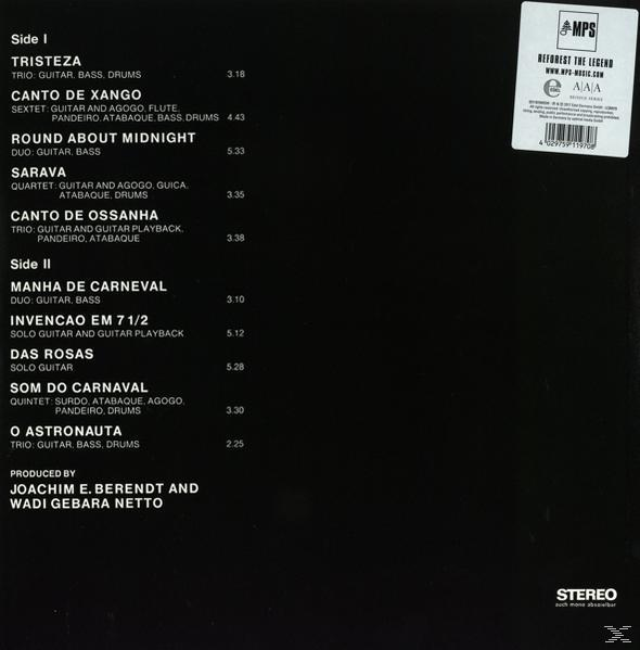 Rückseite einer Schallplatte mit Trackliste für das Album.