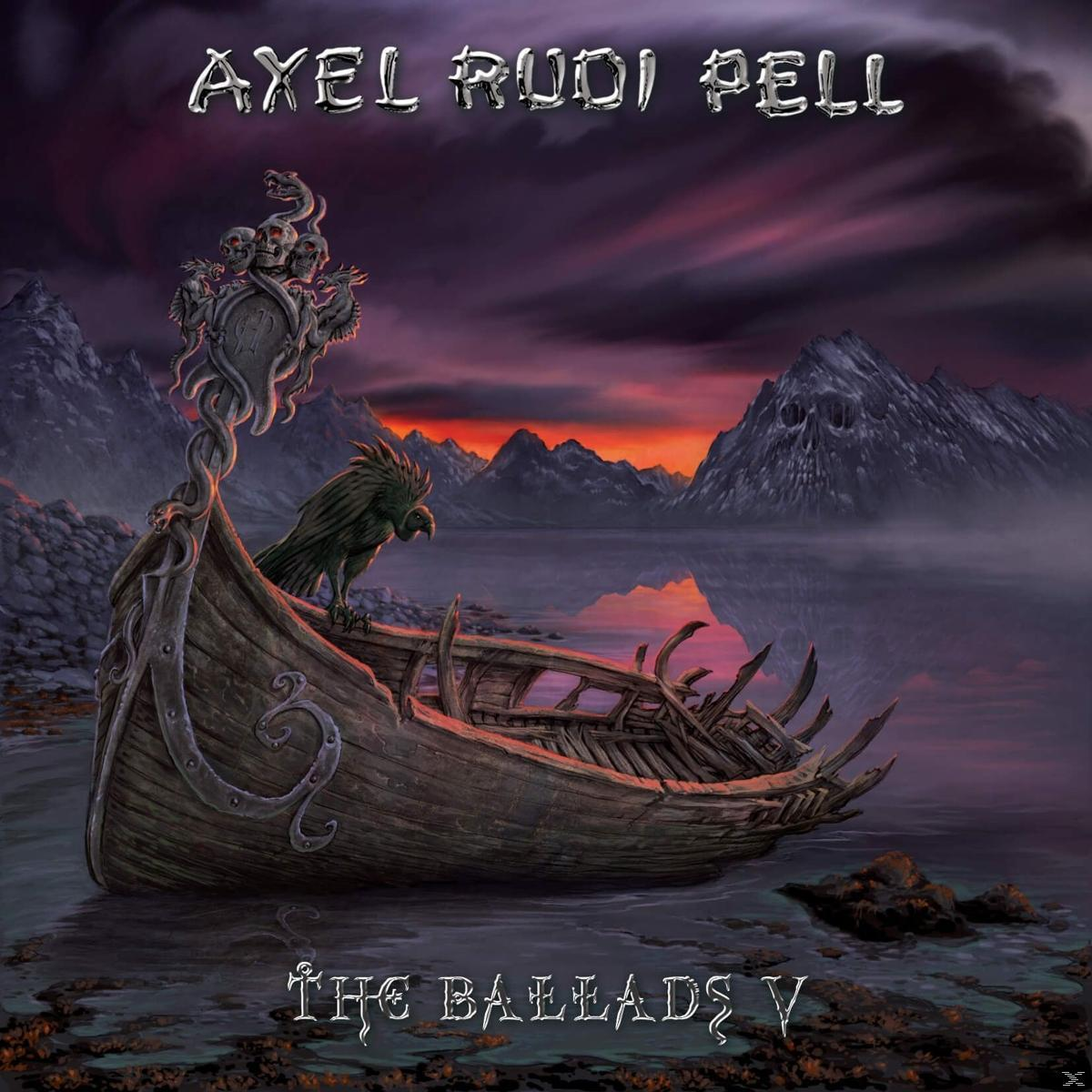 Albumcover: Fantasieszene eines Boots im Wasser, dunkler Himmel und Berge. Titel 'AXEL RUDI PELL'.