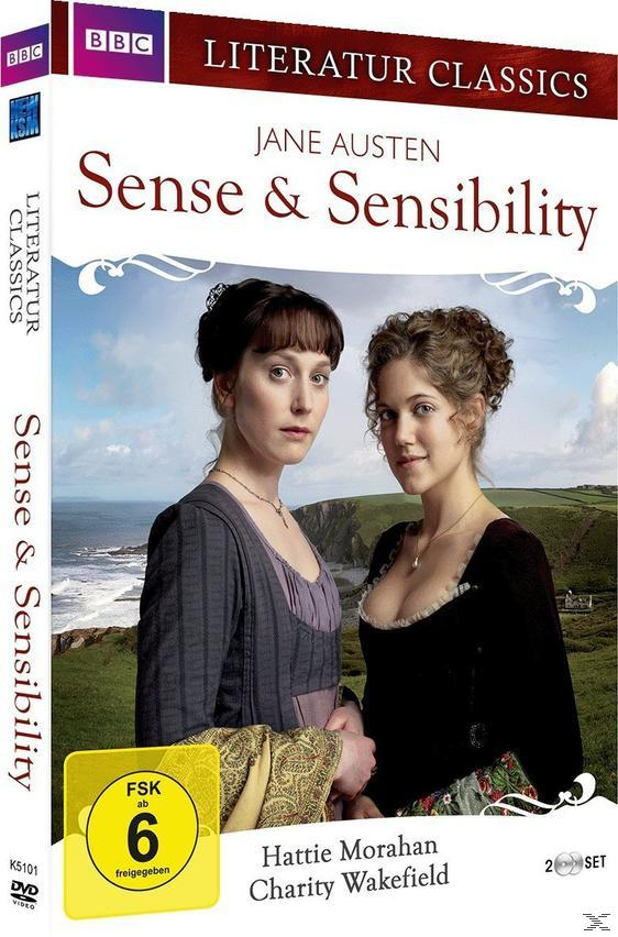 DVD-Cover von 'Sense & Sensibility' mit zwei Frauen, Meer im Hintergrund.