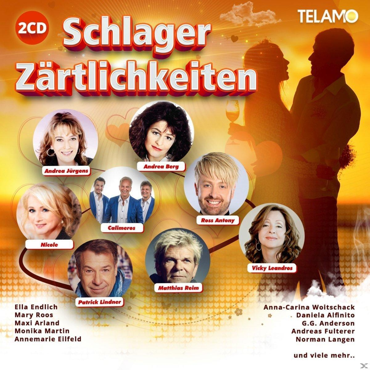 Albumcover mit acht Personen, Text auf Deutsch und romantischem Setting.