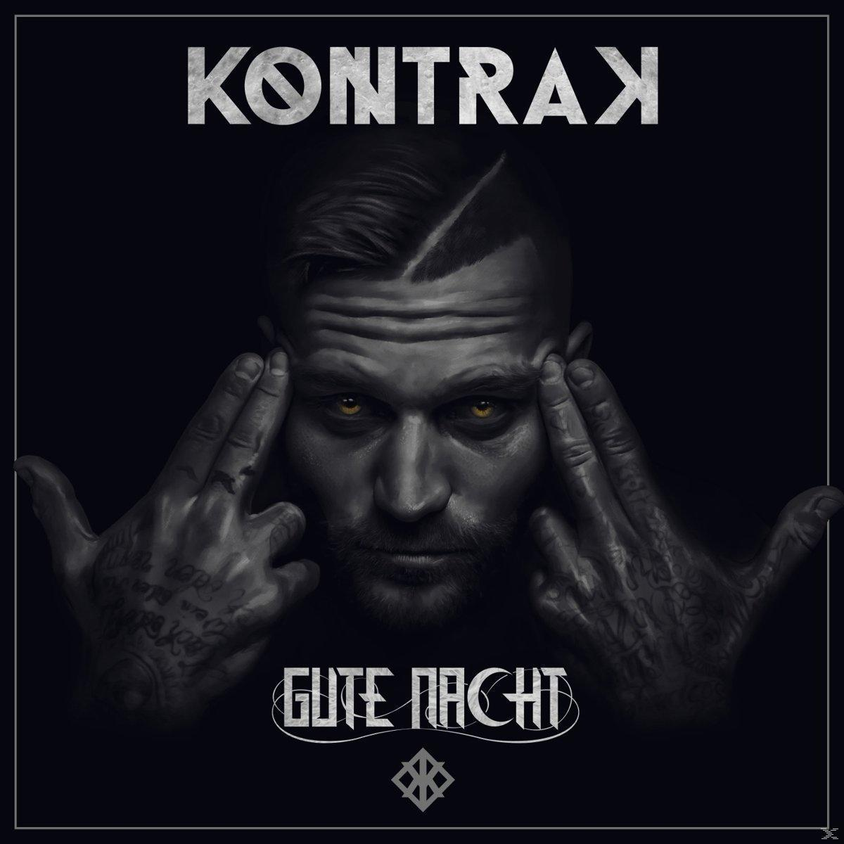 Albumcover: Ein Mann mit Tätowierungen zeigt mit zwei Fingern auf den Betrachter. Der Albumtitel lautet „GUTE NACHT“.