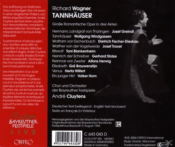 Rückseite eines CD-Covers mit Text über Richard Wagners Oper Tannhäuser und Künstlerinformationen.