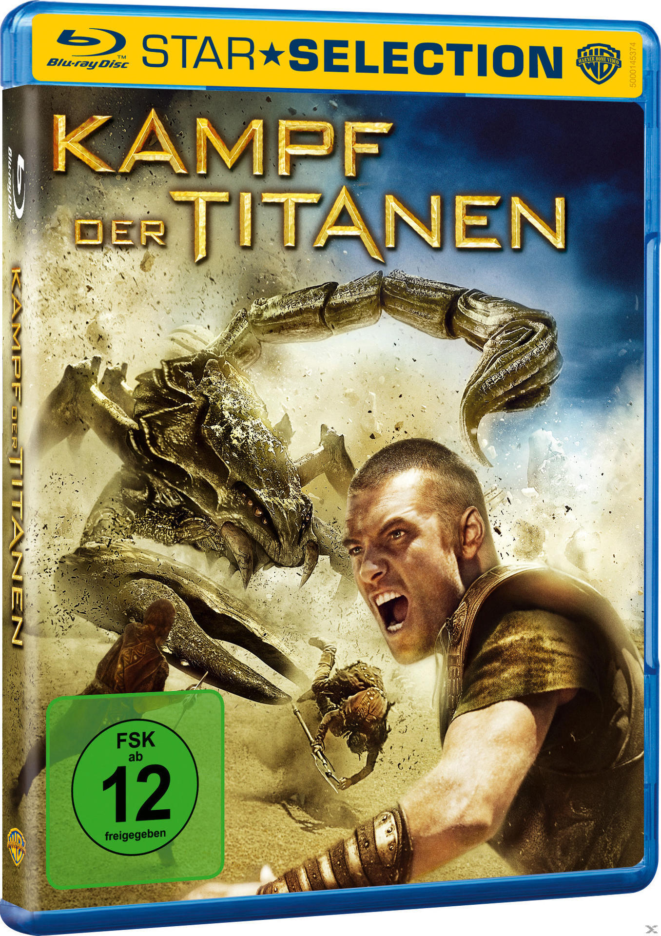 Blu-ray-Cover mit einem schreienden Mann, einem Monster und einer Kampfszene, Filmtitel oben.
