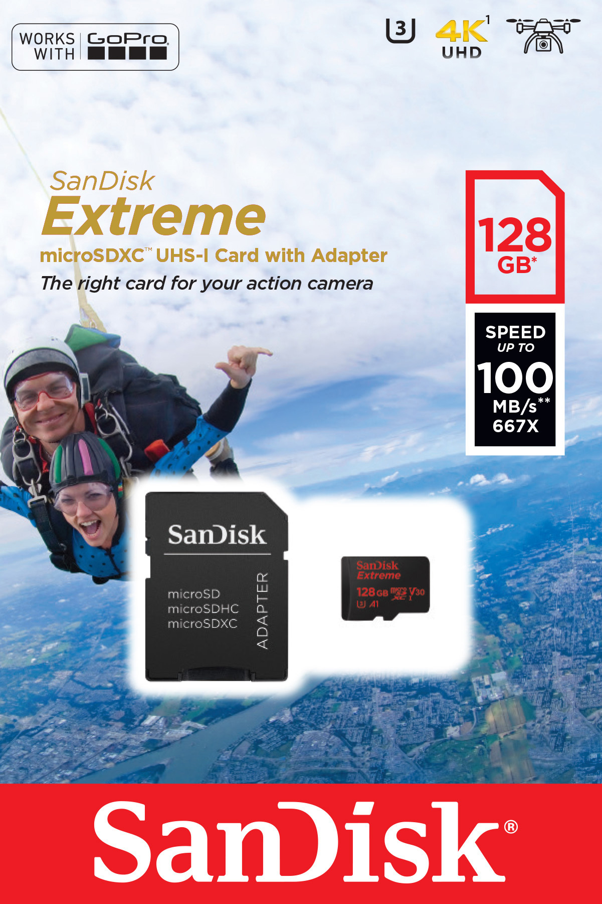 100 SANDISK Speicherkarte, MB/s GB, Micro-SDXC 128 Extreme®,