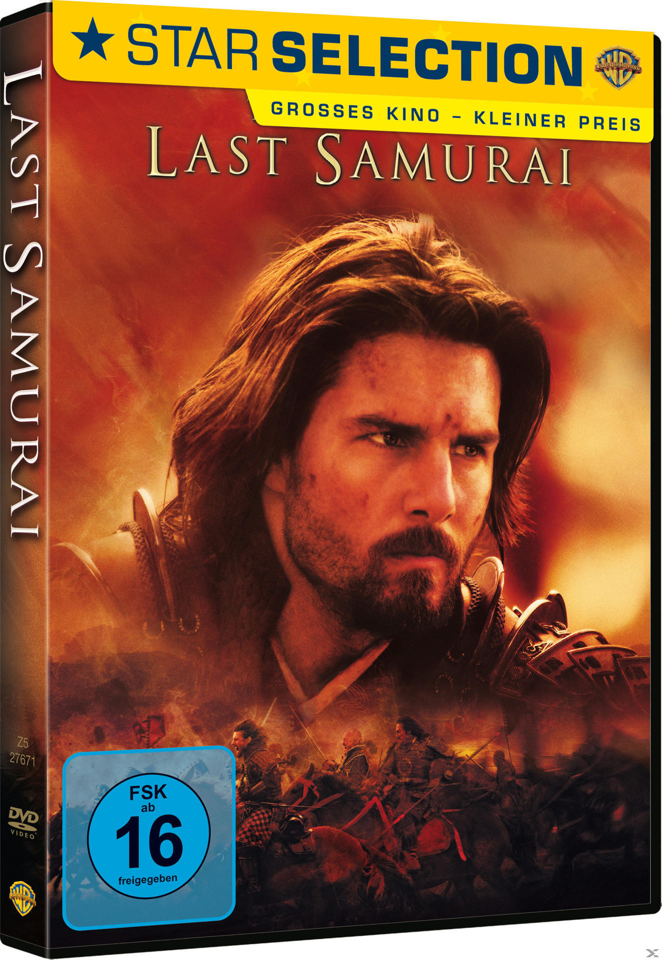 DVD-Cover, Last Samurai, Tom Cruise und eine Schlachtfeldszene.