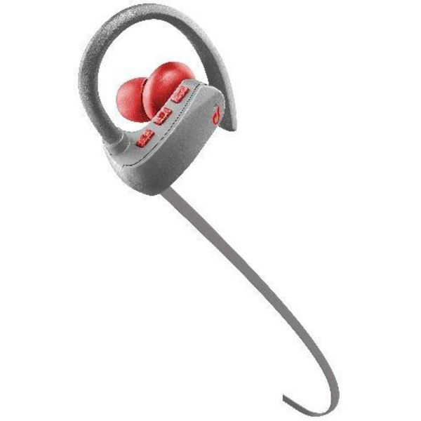 CELLULAR LINE GRASSHOPPER BT - Auricolari Bluetooth con archetto  (In-ear, Grigio/Rosso)