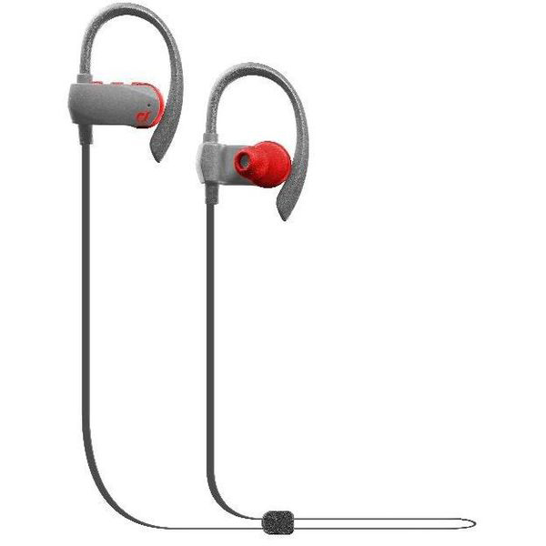 CELLULAR LINE GRASSHOPPER BT - Auricolari Bluetooth con archetto  (In-ear, Grigio/Rosso)