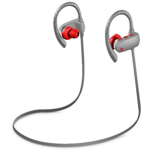 CELLULAR LINE GRASSHOPPER BT - Auricolari Bluetooth con archetto  (In-ear, Grigio/Rosso)