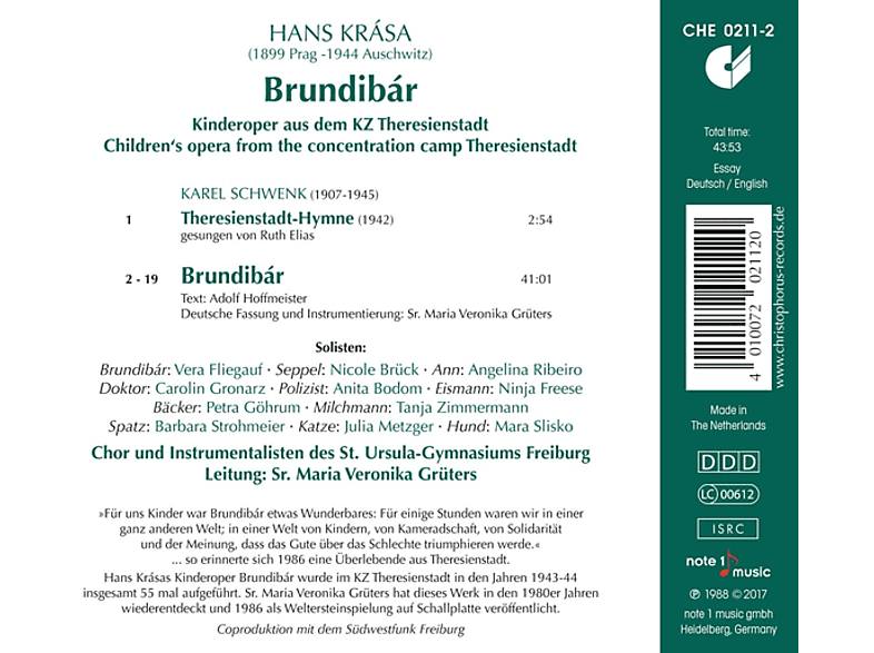Thumbnail - Chor Und Instrumentalisten Des St. Ursula-Gymnasiums Freiburg, VARIOUS - Brundibar-Kinderoper aus dem KZ Theresienstadt ...