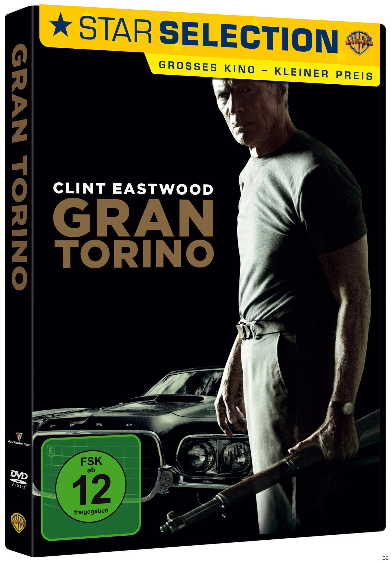 DVD-Cover. Mann mit Gewehr. Text: Clint Eastwood, Gran Torino.