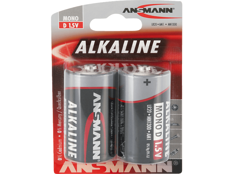 ANSMANN Mono D LR20 Batterie, Alkaline, 1.5 Volt 2 Stück 1