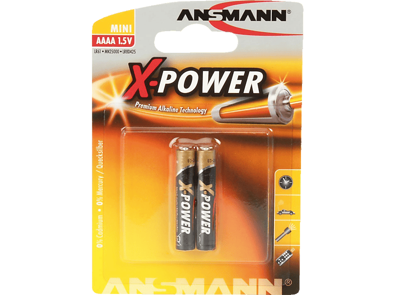 ANSMANN XPower AAAA Batterie, Alkaline, 1.5 Volt 2 Stück AAAA Batterie