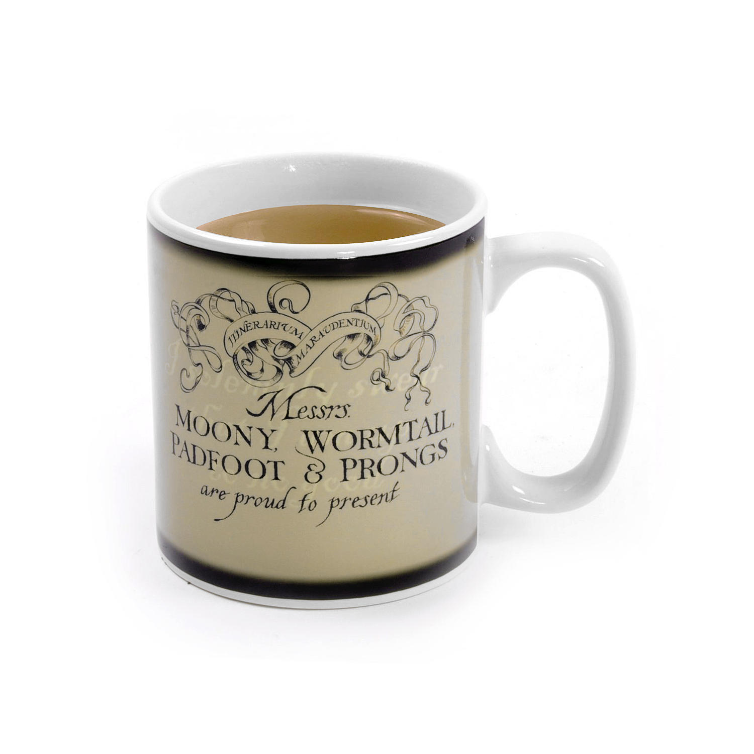 Tasse mit Text: Messrs. Moony, Wormtail, Padfoot & Prongs are proud to present.