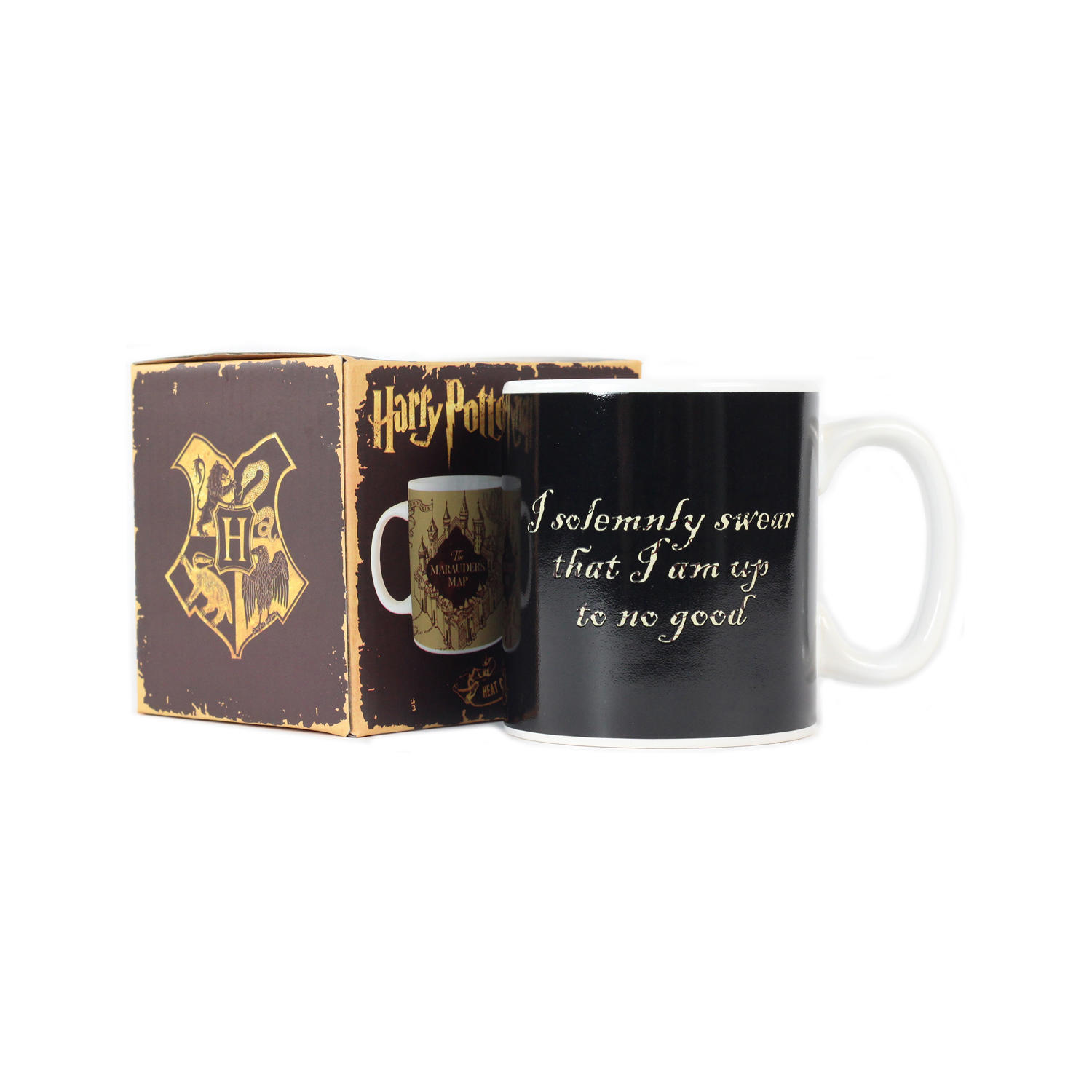 Harry Potter-Tasse in einer Box, mit einem Marauder's Map-Design.