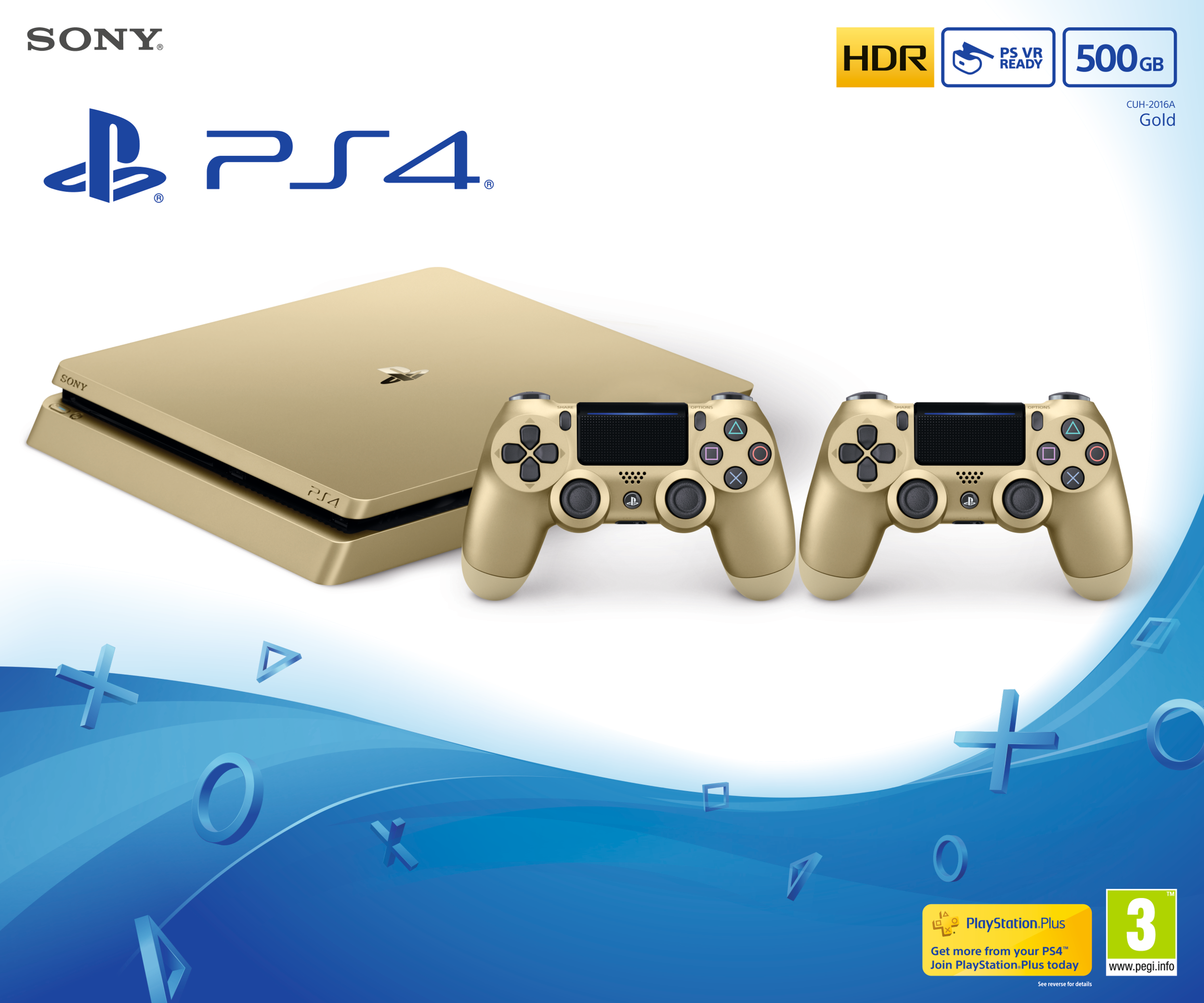 PLAYSTATION PS4 Slim 500 GB Gold + 2 PS4 DualShock controllers