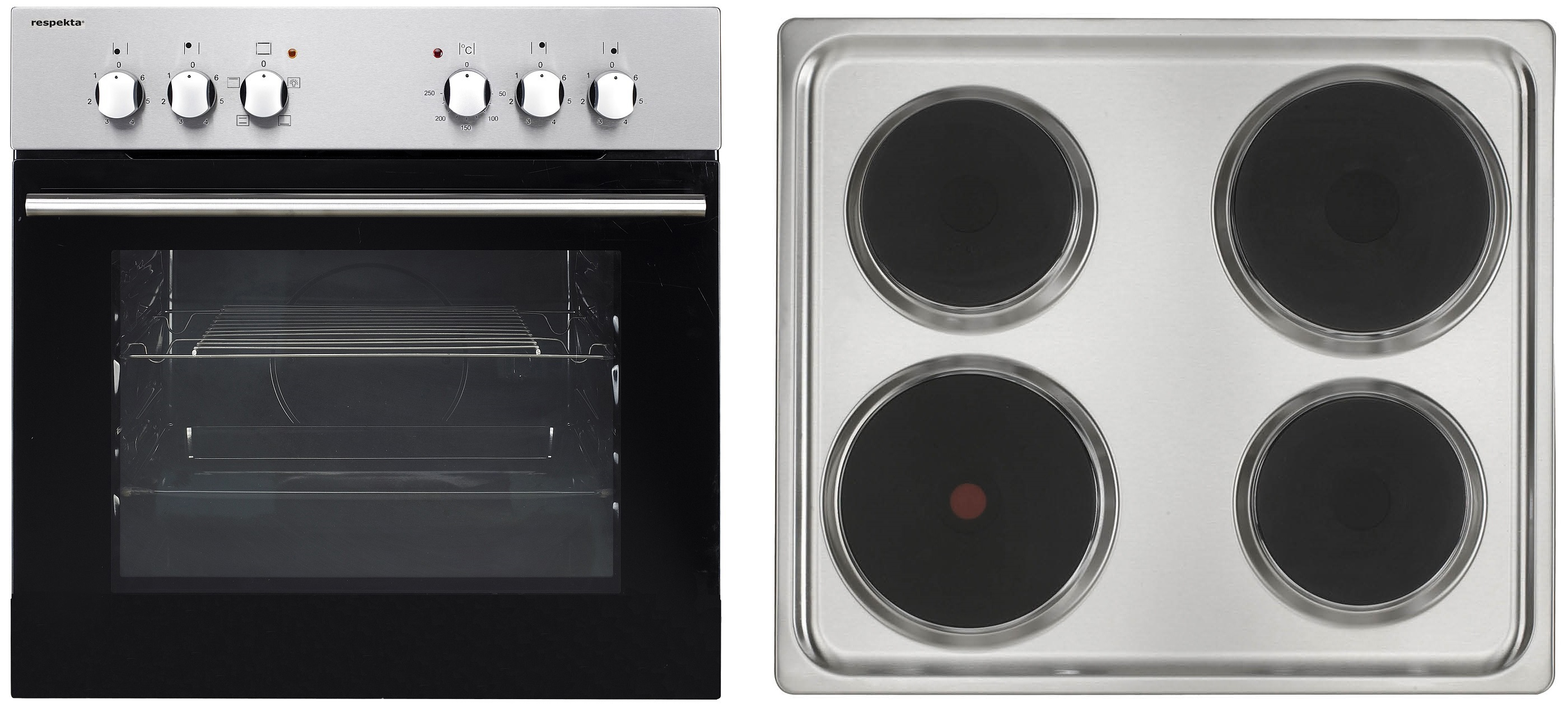 RESPEKTA KB210ESW Weiss Küchenblock mit Elektrogeräten