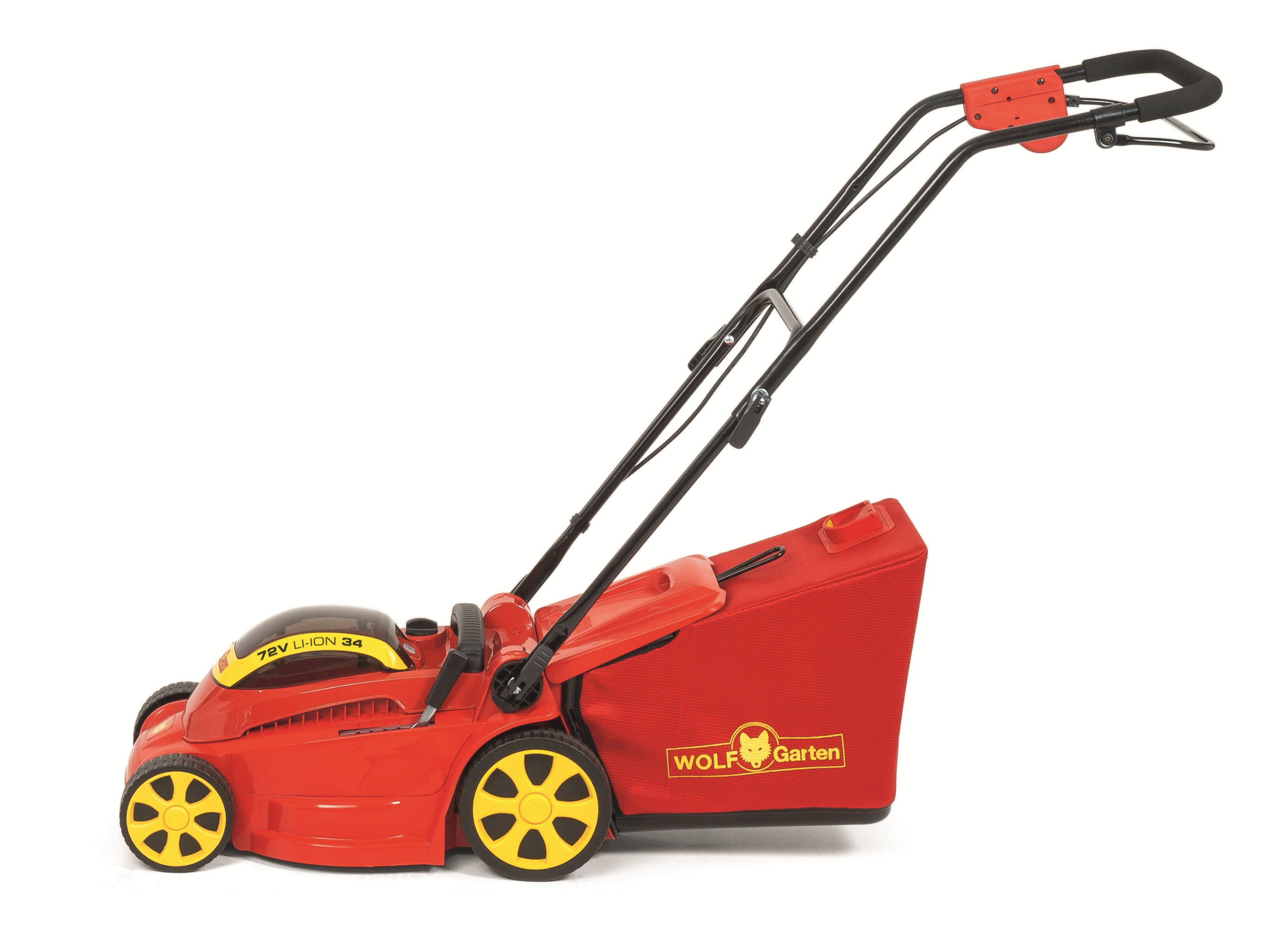 WOLF GARTEN 18AKEJ13650 72V LI-ION POWER 34, Akku-Rasenmäher (72 Volt, Schnittbreite: 340 mm, Verstellbare Schnitthöhe 25-75 mm, mit 35 l Fangkorb-Volumen)