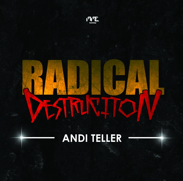 Albumcover mit fettem rotem Text und dem Namen Andi Teller auf schwarzem Hintergrund.
