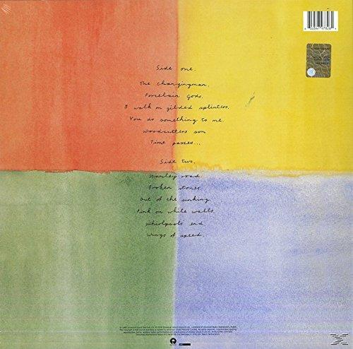 Albumcover mit bunten geometrischen Formen und handschriftlichem Text. Es zeigt eine Titelliste und Albumdetails.