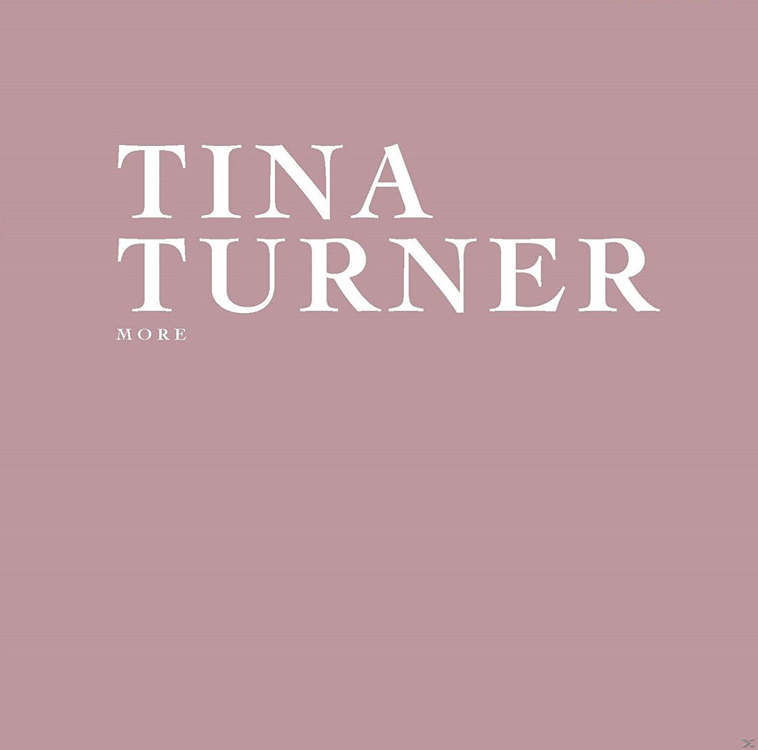 Rosa Hintergrund mit „TINA TURNER“ in großen weißen Buchstaben und „MORE“ darunter.
