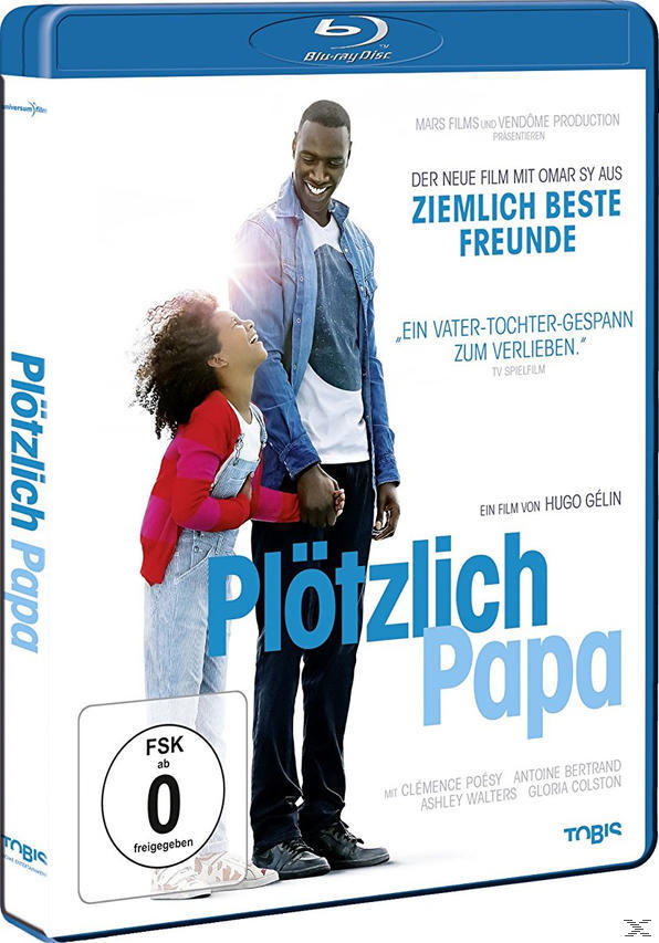 Blu-ray-Cover: Mann und Mädchen, Filmtitel "Plötzlich Papa", Namen der Schauspieler.