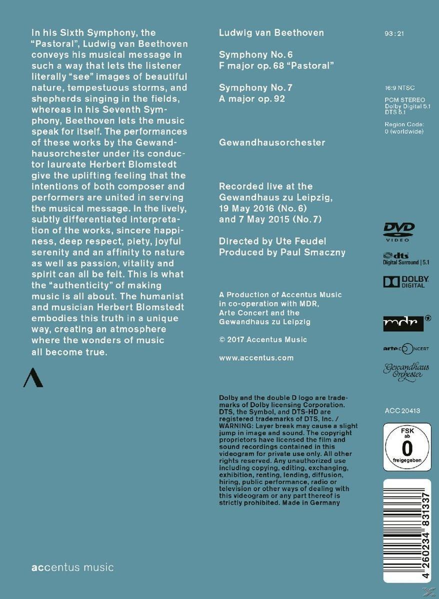 Rückseite einer CD-Hülle mit Text zu Beethovens Symphonie Nr. 6 und einem DVD-Logo.
