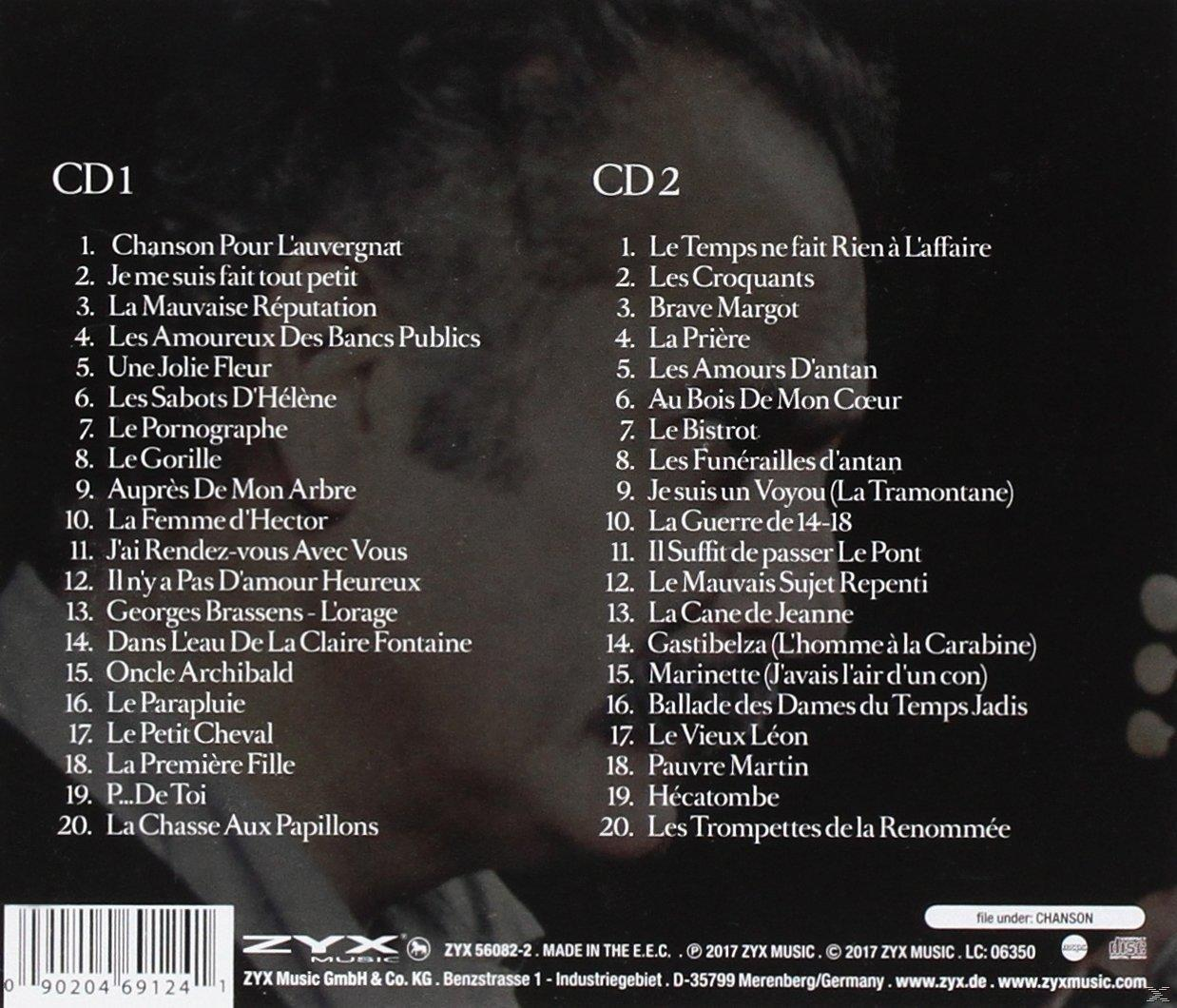 CD-Rückseite mit Titelliste. Weißer Hintergrund mit Titelnamen.