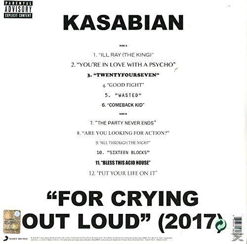 Vinyl-Schallplattencover des Kasabian-Albums 'For Crying Out Loud' mit Trackliste.