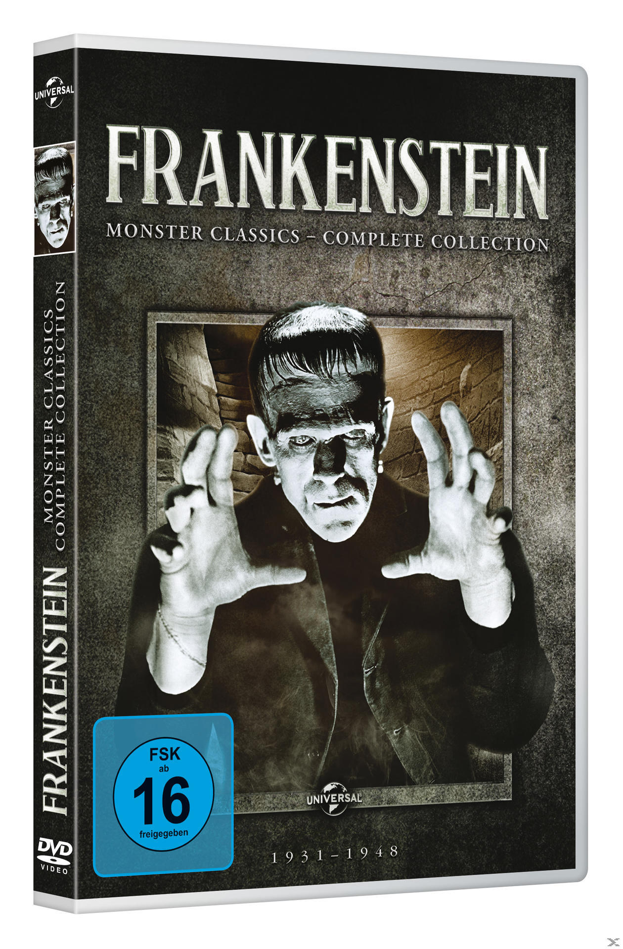 Eine DVD-Hülle mit einem Bild von Frankensteins Monster darauf.
