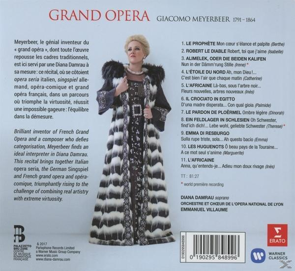 Opernbuchcover mit einer Frau in einem verzierten Mantel. Text auf Französisch und Englisch über Grand Opera und eine Sängerin.