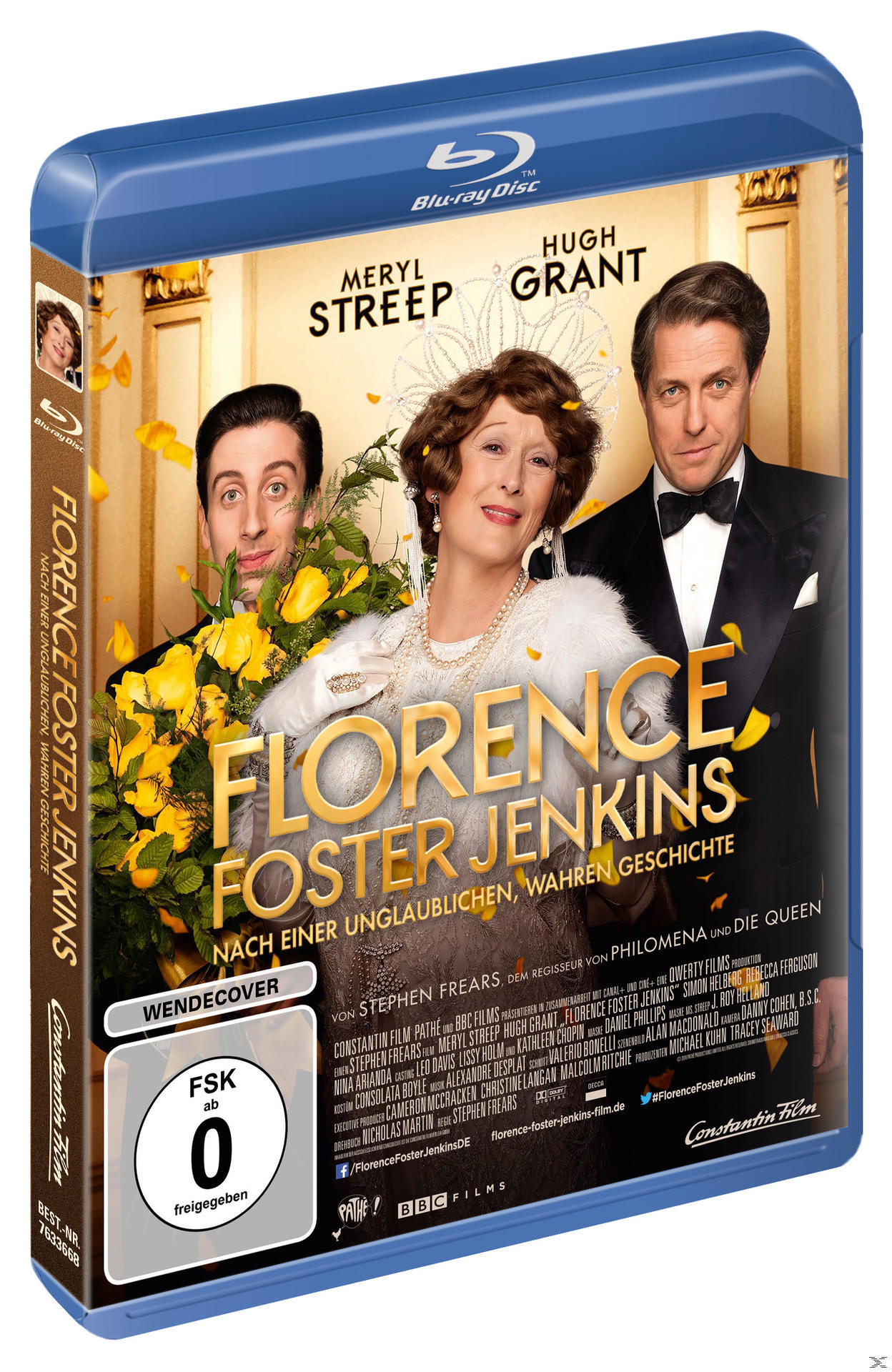 Blu-ray-Cover mit Schauspielern und dem Titel "Florence Foster Jenkins".