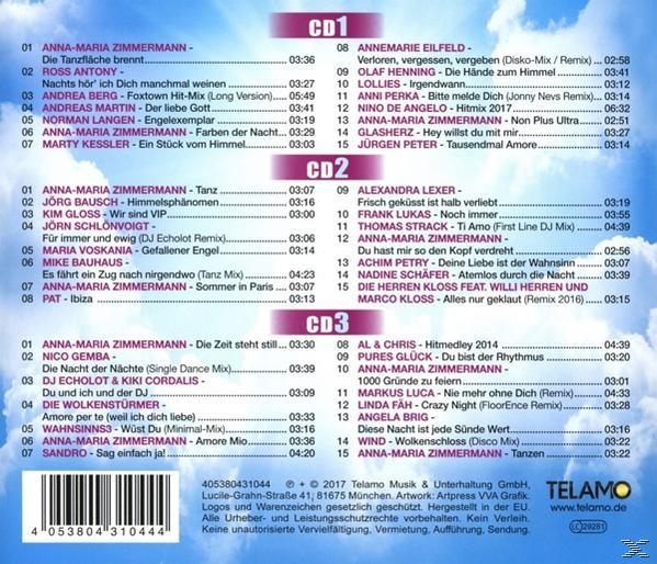 CD-Hülle hinten mit Titellisten. Das Cover ist ein farbenfrohes Design des CD-Inhalts.