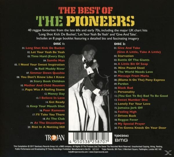 Das Albumcover The Best of The Pioneers mit dem Sänger und der Titelliste links.