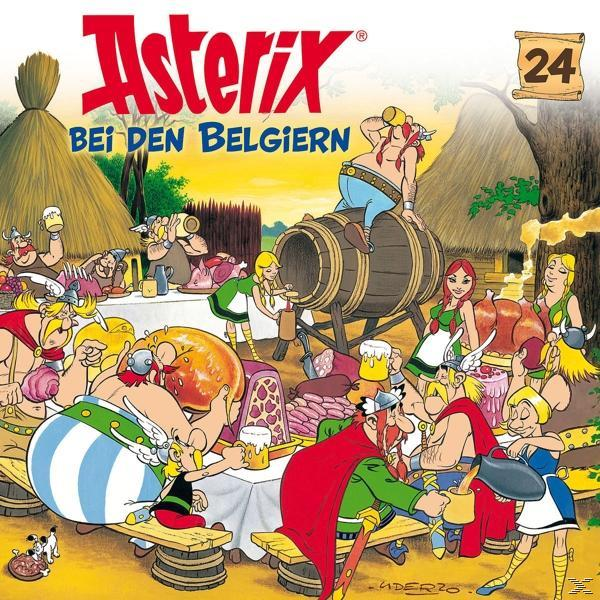 Asterix-Comic-Cover mit einer Gruppe von Leuten um einen Tisch, die trinken und essen.