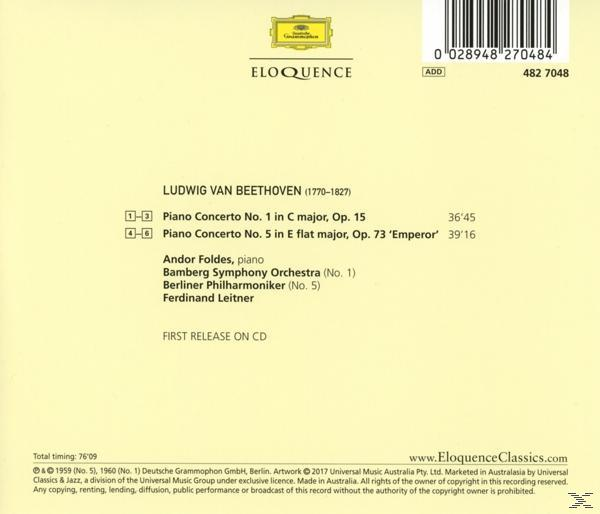 Foldes/Leitner/Bamberger Symphoniker/BPhO - Klavierkonzerte 1 und 5  - (CD)