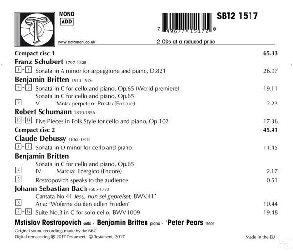 Rostropowitsch,M./Britten,B./Pears,P. - Recital  M.Rostropowitsch  - (CD)