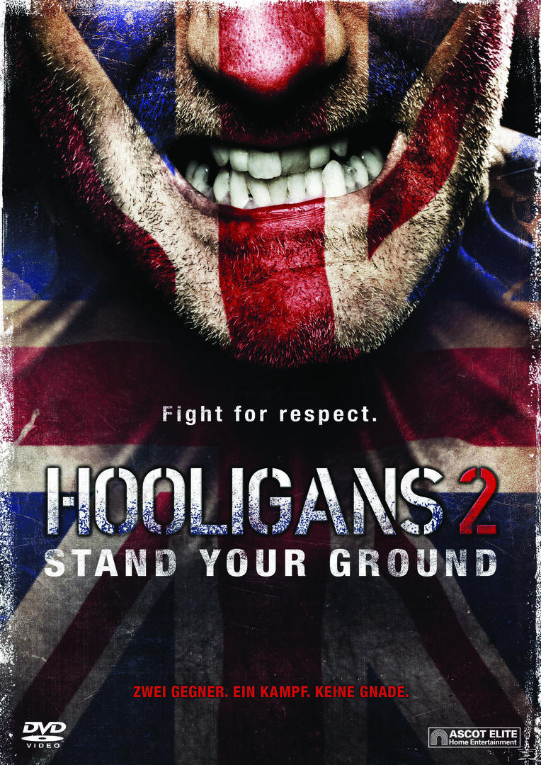 DVD-Cover, Hooligans 2, Union Jack Gesicht und dunkler Hintergrund.