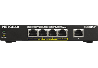 NETGEAR NETGEAR SOHO GS305P - Switch Gigabit Ethernet a 5 porte - Con PoE a 4 porte - Nero - Switch (Nero)