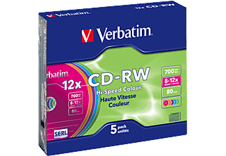 VERBATIM CD-RW 12X 700MB/80MIN 5-PACK SLIM CASE SERL