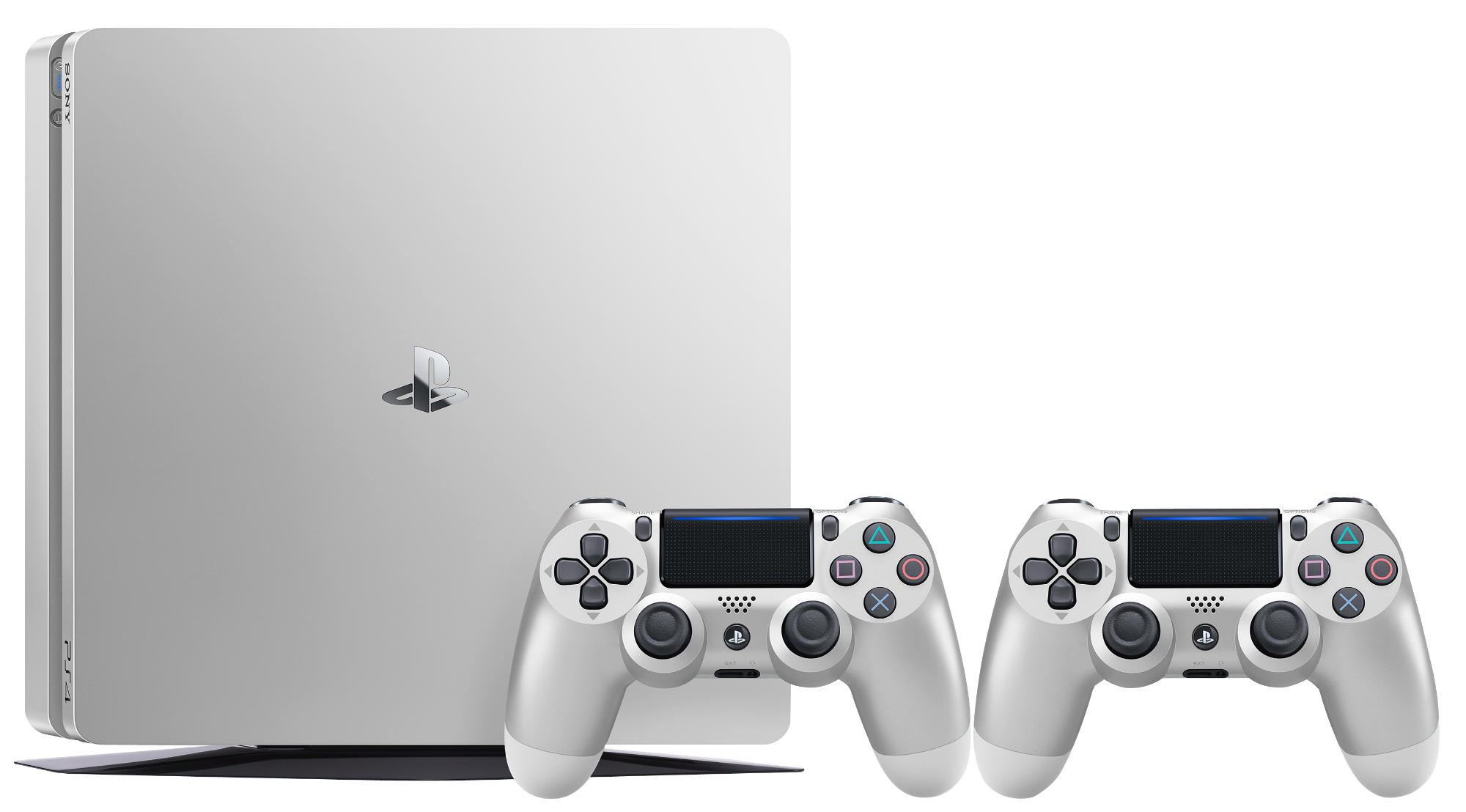 Consola - Sony - PS4 Slim Plata, 500Gb, 2 DualShock 4 Plata