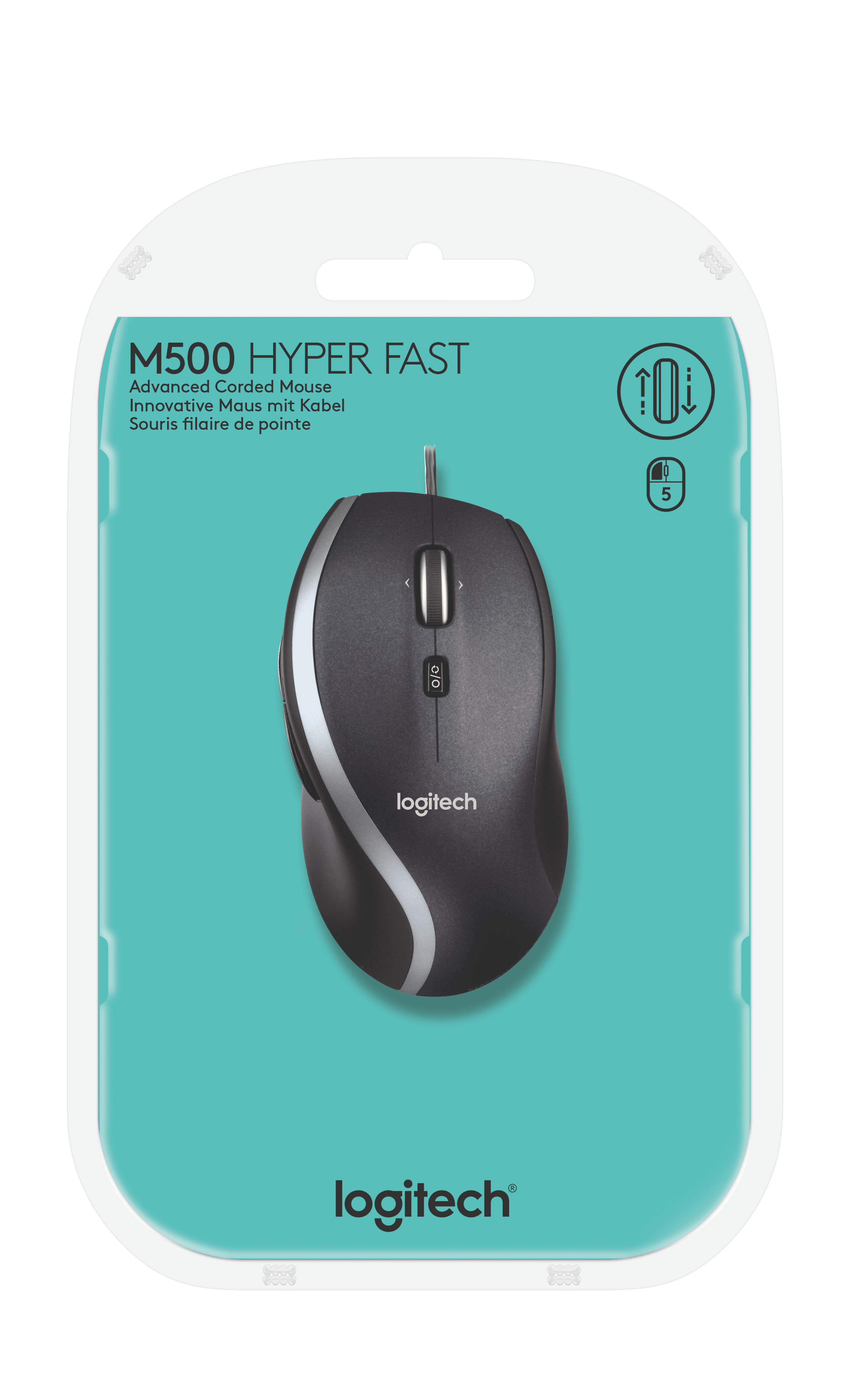 LOGITECH PC Maus M500, kabelgebunden, dunkelgrau